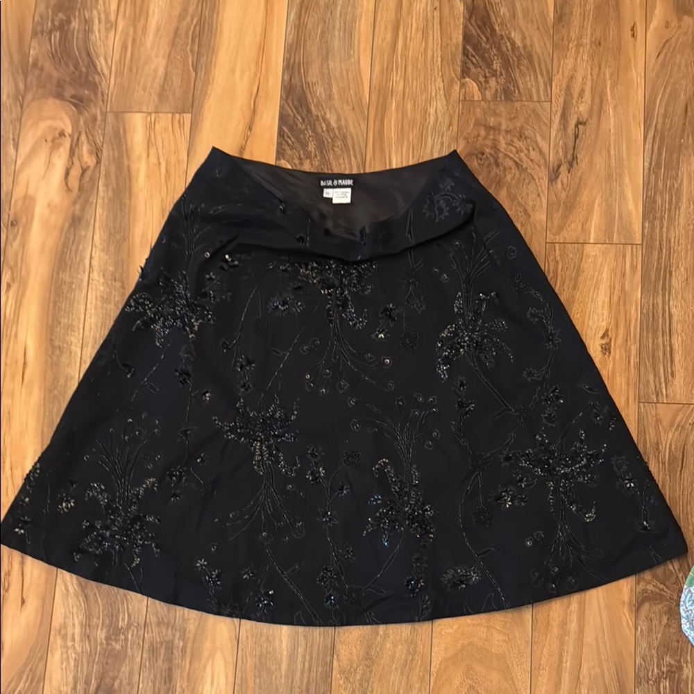 Anthropology, Basil and Maude Embellished A-Line Skirt Knee-Length